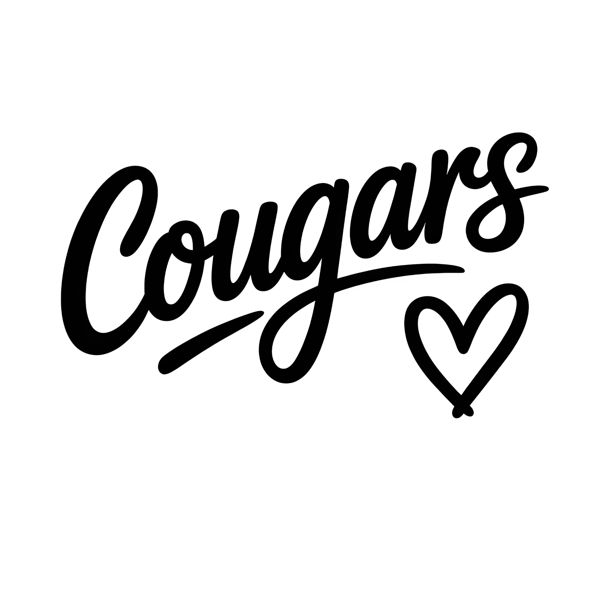 Cougars script heart women's graphic tee design