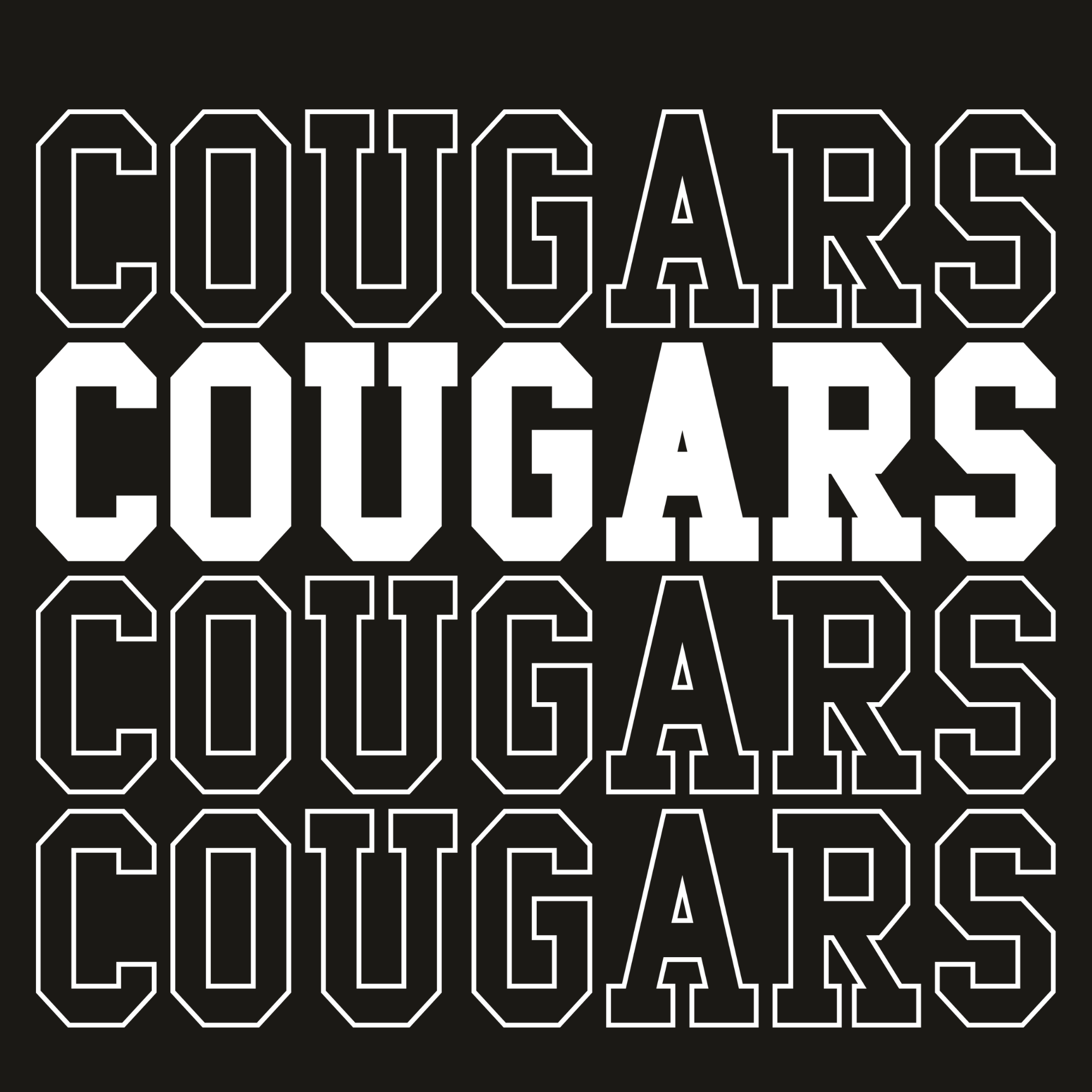 Cougars stacked repeat unisex graphic tee design