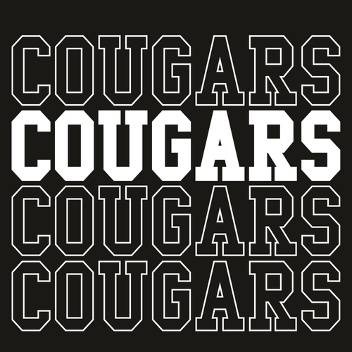 Cougars stacked repeat unisex graphic tee design