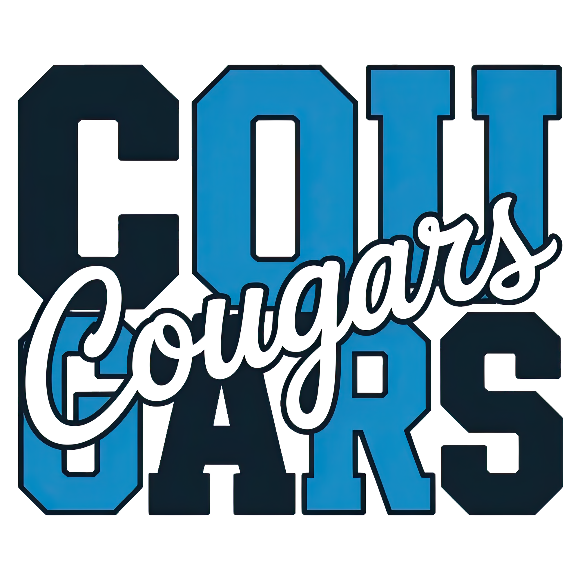 Cougars script heart women's graphic tee design