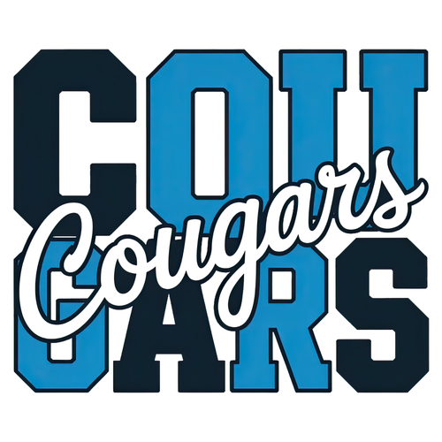 Cougars script heart women's graphic tee design